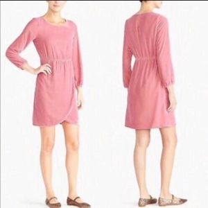 NWT J. Crew Velvet Tulip-hem Dress; Pink; 6